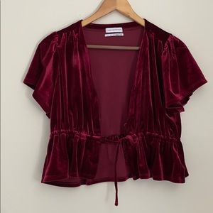 Urban outfitters red velvet top